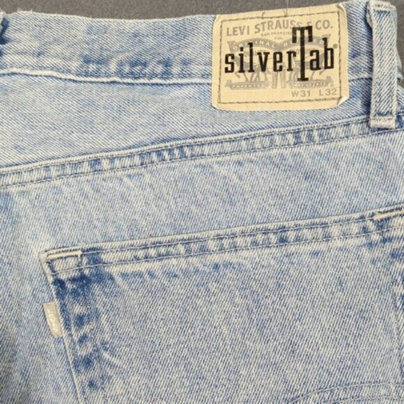 Levi's Jeans Men's 31x32 Fits 32x27 Blue Silvertab Baggy Jeans Cut Hems - Picture 4 of 13